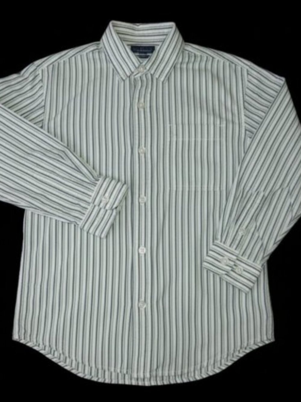 CHEROKEE Blue and Green Striped Button Front Shirt XS Boys size 5-6